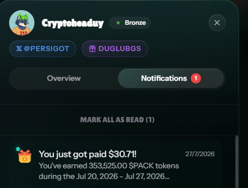 PersigoT's tweet photo. Monday and payday on @wolfswapdotapp for being active on Amplify!  Im really grateful for earn rewards while I raid my prefered project!  More $PACK into the staking vault! https://t.co/3af8trsDuV