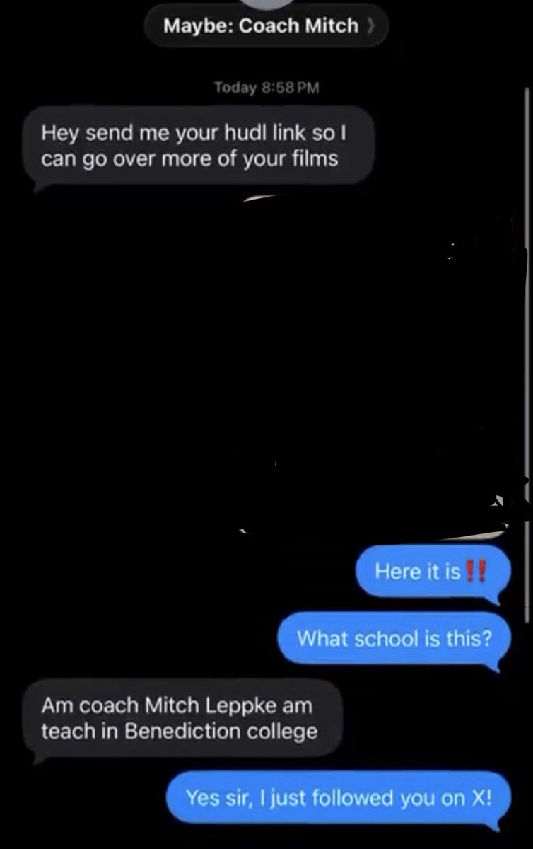 CoachLeppke's tweet photo. Someone out there trying to offer scholarships as me to a school that isn’t even real. What a world. 

Mark it as spam and move on. Whoever it is… get a life. https://t.co/wnMzl1ULV6