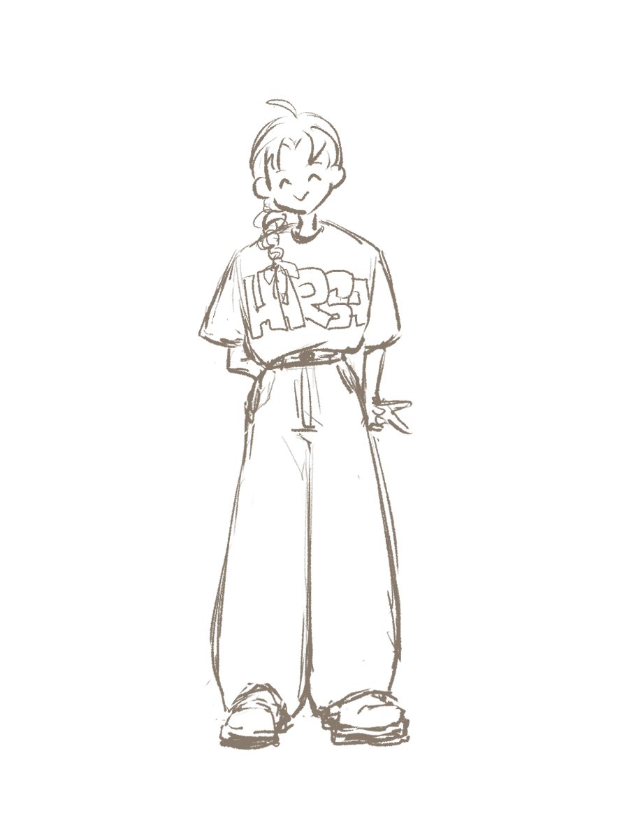 uka2ne2ko's tweet photo. 勢いで描いた途中の神威、こういつダボッとした服が似合いそう。 https://t.co/ZRqgS0iBYQ