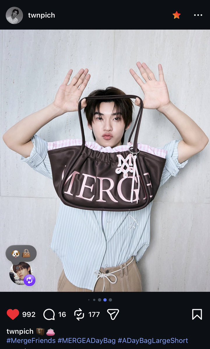 CRUSHONTEETEE's tweet photo. 🗓️ : 27.07.2026
IG Update : twnpich | #twnpich

🧳👛  

#MergeFriends #MERGEADayBag #ADayBagLargeShort

ฝากพี่ ๆ วาวากดไลก์ กดแชร์ คอมเมนต์ในโพสต์ของตี๋ตี๋หน่อยนะคั้บบ 🐶🫳🏻

🔗 https://t.co/JA2gD4FhoH https://t.co/Mdje3byidT