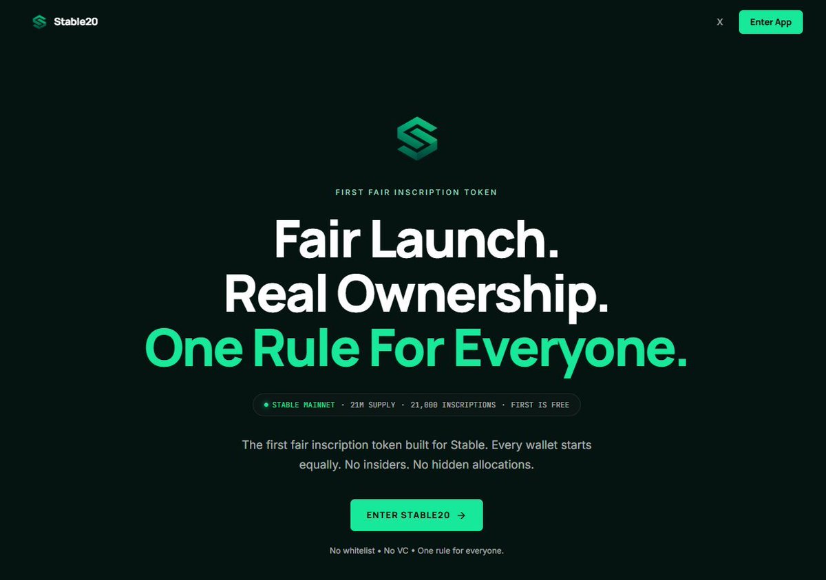 Stable_20's tweet photo. The website is now online.

Explore the protocol before inscriptions begin.

Official website: https://t.co/5PjnzWdlMe

Public inscriptions will open soon. 

Write Once. Trade Forever. $ST20 https://t.co/AU4z1xPIMM