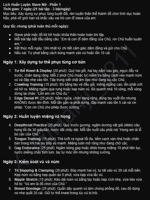Hanji_2211's tweet photo. Lịch Huấn Luyện Slave Nữ - Phần 1
Thời gian: 7 ngày (21 bài tập - 3 bài/ngày) https://t.co/cCwn4ZsW9W
