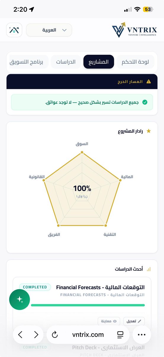 VNTRIXAI's tweet photo. رادار مشروعك يقولك وش اللي أنجزته ووش اللي باقي 😍

https://t.co/10jY3OMwOY https://t.co/GFEm2XGvTm