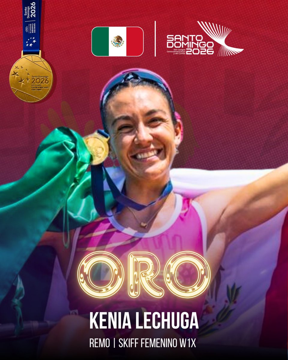 DeporteMexa's tweet photo. #SantoDomingo2026🇩🇴
#Remo 🚣🏼‍♀️

¡Kenia Lechuga es de oro! 🇲🇽🥇

🤩 La subcampena mundial hace valer su favoritismo y sube a lo más alto del podio de Skiff Individual con un tiempo de 7:54.49, arrasóa final con más de 15seg de ventaja 🤯

¡Felicidades Kenia, orgullo mexicano! 👏🏻 https://t.co/BcIfjOohHR