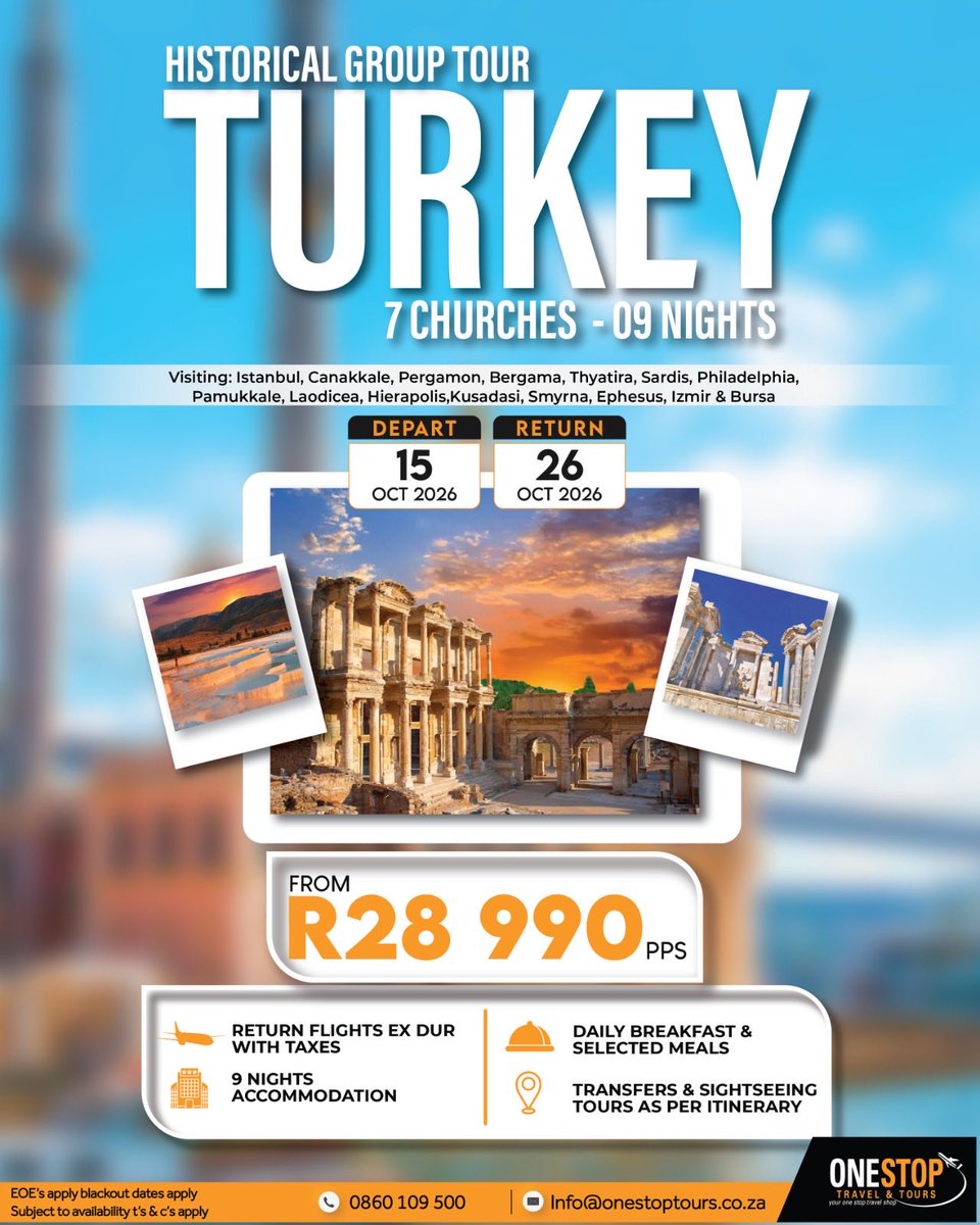 OnestoptravelT's tweet photo. Walk through history in Turkey. Discover the seven churches, explore remarkable sites, and experience the rich culture and beauty of Turkey.
#onestop #fyp #turkey https://t.co/vPv9ADk2U7
