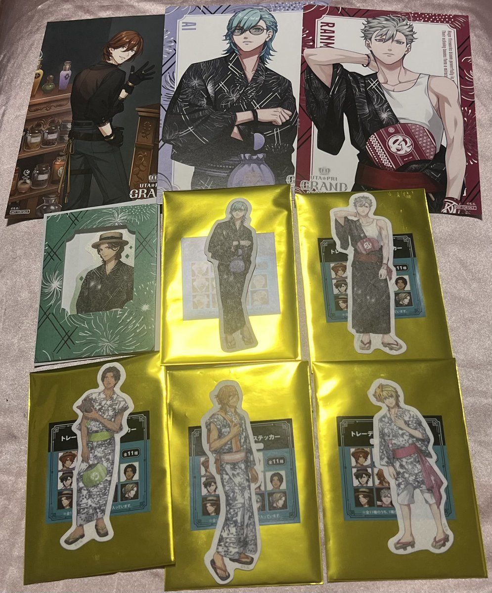 rin____sub's tweet photo. 【交換】グラショ　うたプリ

和紙ステッカー
譲)レン 翔 セシル 藍 蘭丸
求)真斗 音也2>カミュ

マドポチ ステッカー
譲)嶺二
求)真斗

特典
譲)浴衣→藍 蘭丸 
MC→嶺二
求)浴衣 真斗 カミュ

京葉線内手渡し、郵送
お気軽にお声掛けください https://t.co/SlU7Y2JTL4