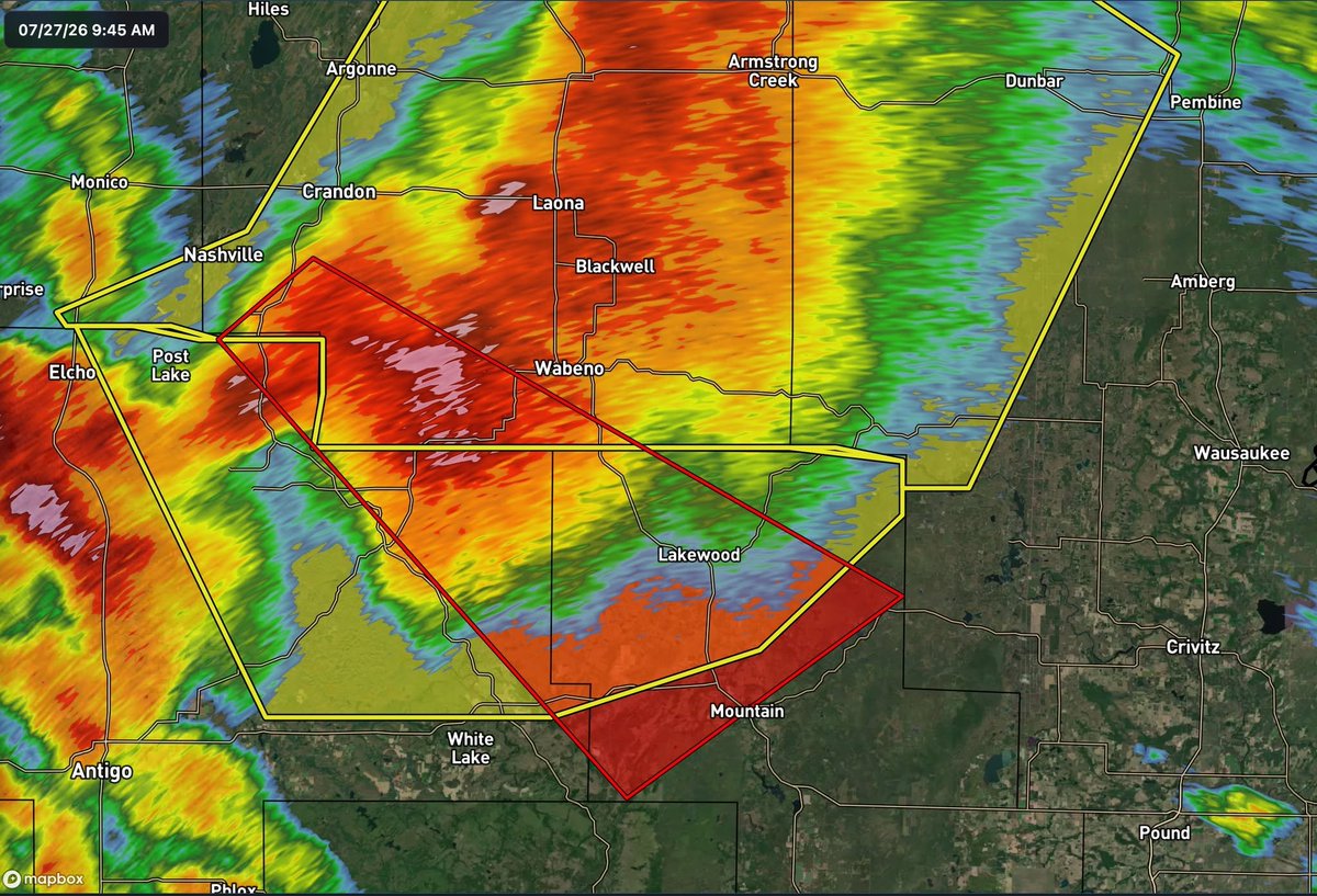 cadennelson05's tweet photo. A TORNADO WARNING has been issued for northeastern Langlade, southwestern Forest, and northern Oconto counties until 10:30 AM. #wiwx https://t.co/mo1cVulSWM