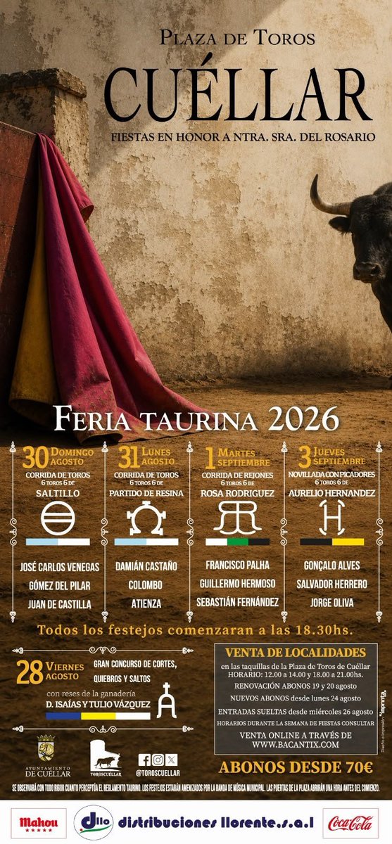 PtElEncierro's tweet photo. Feria Taurina de Cuéllar 2026. https://t.co/8rzCONe0KI