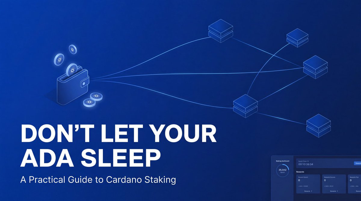 OlivierMWATSIM1's tweet photo. Don’t Let Your #ADA Sleep: A Practical Guide to Cardano Staking

Cardano staking is not only about rewards. Understanding how it works, how to choose a stake pool, and what your delegation actually means matters.

This practical guide takes you from choosing a pool to delegating with Eternl and tracking your rewards:https://t.co/HdorTEX7WY

Stake informed. Let’s help secure the @Cardano network together.