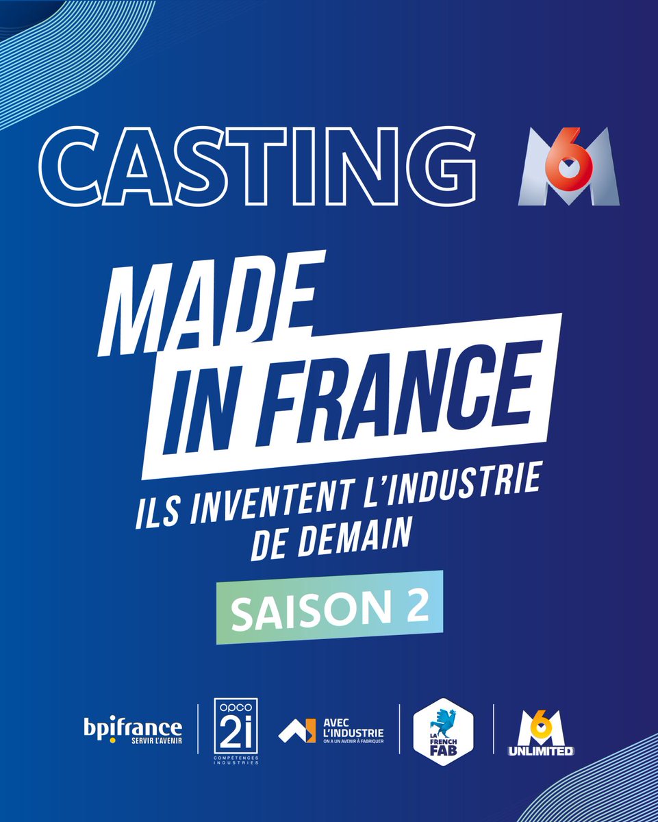 NicolasDufourcq's tweet photo. Avez-vous regardé la saison 1 de l'émission "Made in France, ils inventent l'industrie de demain", diffusé sur M6 entre novembre et décembre 2025 ?

Le casting de la saison 2 est ouvert. 
Avec @LaFrenchFab, @Opco2i, @AveclIndustrie et @M6, nous recherchons 4 nouveaux talents.

Avec @Bpifrance, nous vous parlons de réindustrialisation depuis des années, avec le mouvement de La French Fab. Ce programme TV, lui, montre concrètement les carrières qui s'offrent à notre jeunesse dans l'industrie. On suit les parcours de brillants apprentis qui conçoivent, qui usinent, qui se trompent, qui recommencent, jusqu'à tenir la pièce finie entre leurs mains.

Pour participer à cette émission, le diplôme n'est pas un critère de sélection. La motivation l'est. Si vous êtes apprenti(e) dans l'industrie, ou si vous en connaissez un(e) qui mériterait cette visibilité, c'est le moment de rejoindre cette aventure "Made in France, ils inventent l'industrie de demain" !

Vous pensez à quelqu'un ? Citez-le en commentaire ou encouragez-le à déposer sa candidature avant le 16 août ➡️ https://t.co/HEOfMkp3QX