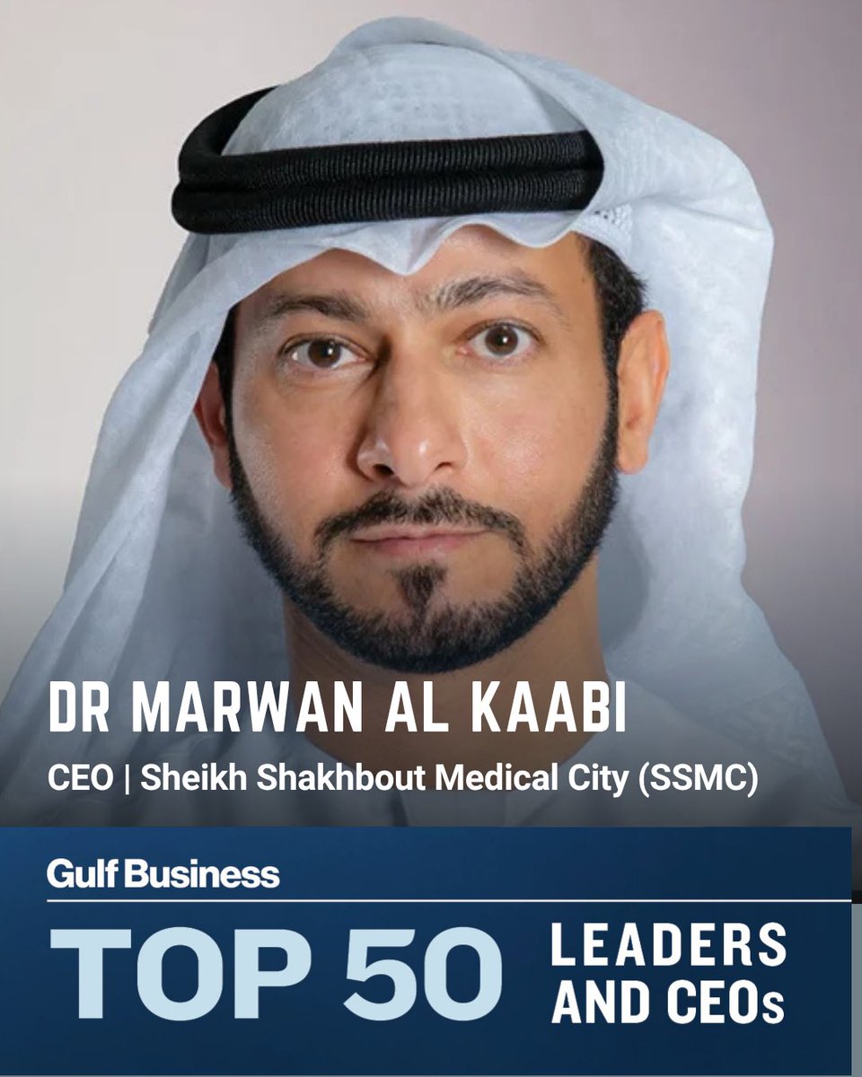 GulfBusiness's tweet photo. Dr Marwan Al Kaabi has transformed @SSMCAbuDhabi  into one of the UAE's leading centres for complex and critical care.

He's been recognised in Gulf Business' Top 50 Leaders &amp; CEOs. 

Read more: https://t.co/hlmRxb2mQv
#GulfBusiness #Top50 #Leadership https://t.co/NSKy63aTSO