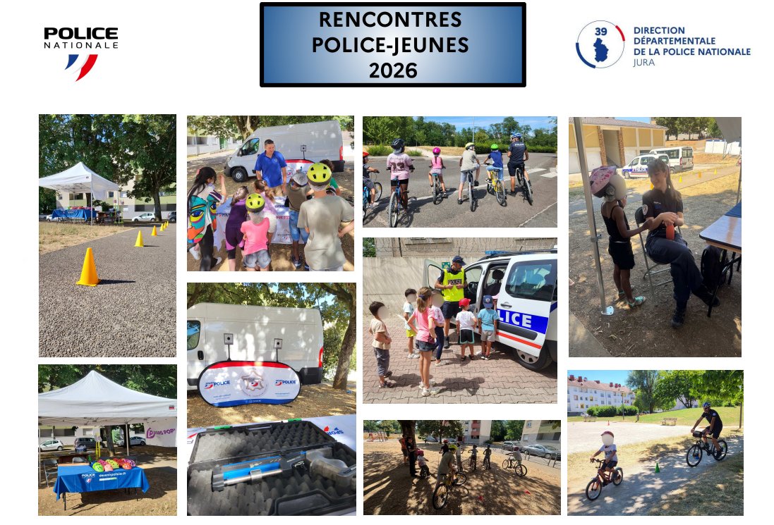 PoliceNat39's tweet photo. Début juillet, les agents de la @policenat39 ont participé aux Rencontres Police-Jeunes dans les quartiers des Mesnils Pasteur et du Poiset à #Dole.
Au programme : parcours d'agilité à vélo, sensibilisation à la sécurité routière, visite du commissariat et 🎯atelier de tir laser. https://t.co/y2S9i5scMh