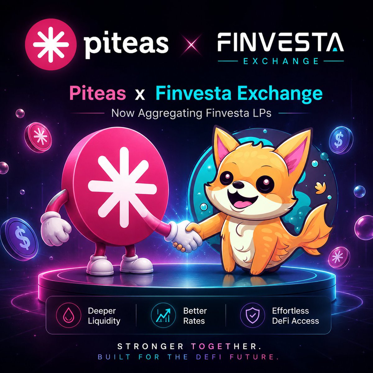 Finvestaio's tweet photo. Huge shoutout to @Piteasio—the leading PulseChain aggregator—for the fast early implementation of Finvesta Exchange liquidity! 🔥

The following Finvesta LPs are now listed and actively receiving routed trades through Piteas:

• eHEX/pNAS
0x6a71973335F0c4B0509419685D5ab96071Ad5588
• pNAS/BEAR
0xc77efD37D3f8fF7Db4413F0486604E87d36421bb

• USDC/pNAS
0xED3CD05918c59e5FB54cC201b42169fab0757062
• HEX/pNAS
0x4069240f4e7DD3ae7a9aa829FBFFba72a23589BD

• pNAS/pCOCK
0xD454f13cBa3f07eB8C546A33eE02d34967849468
• WPLS/pNAS
0xBd5Ab4f30384612E7edC8a199d6De2071d392796

More Finvesta Exchange LPs will be added as meaningful liquidity comes online.
We are extremely grateful to the Piteas team for the speedy support and early routing implementation. This is an important step toward deeper liquidity, stronger volume and wider adoption for the Finvesta ecosystem on #PulseChain.

Big respect, @Piteasio! 🤝🔥
$Finvesta $pNAS #DeFi #DEX #PulseChain