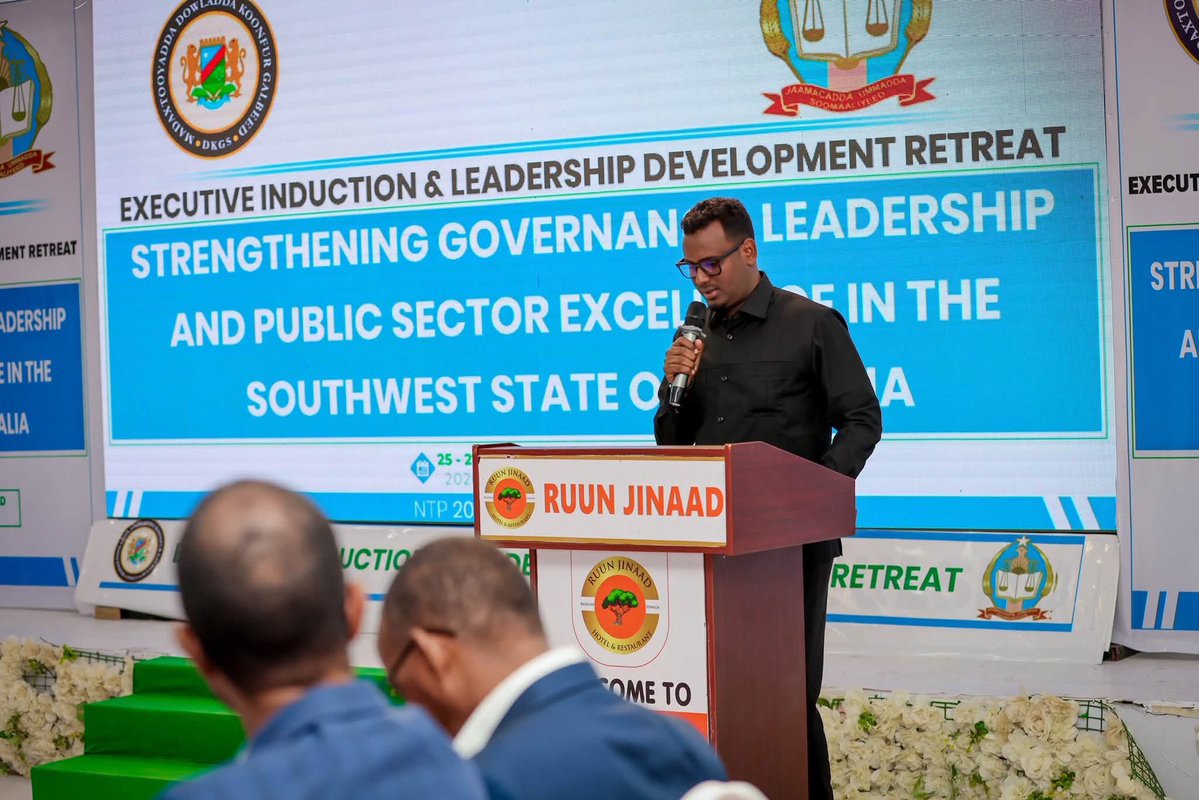 Ore_Osman1's tweet photo. The three-day Executive Induction and Leadership Development Retreat successfully concluded today in Baidoa with an official closing address by the Leader of South West State of Somalia, H.E. @AadanMadobe.

I commend the leadership of South West State, under President Madobe, for prioritizing institutional strengthening and investing in the capacity development of the Executive to enhance governance and public service delivery.

My sincere appreciation goes to @Somali_NU, the School of Management and Public Administration, and the distinguished facilitators and senior experts for their valuable knowledge sharing, practical insights, and enriching discussions.

#SouthWestState #Leadership #Governance #PublicService #CapacityBuilding #Somalia