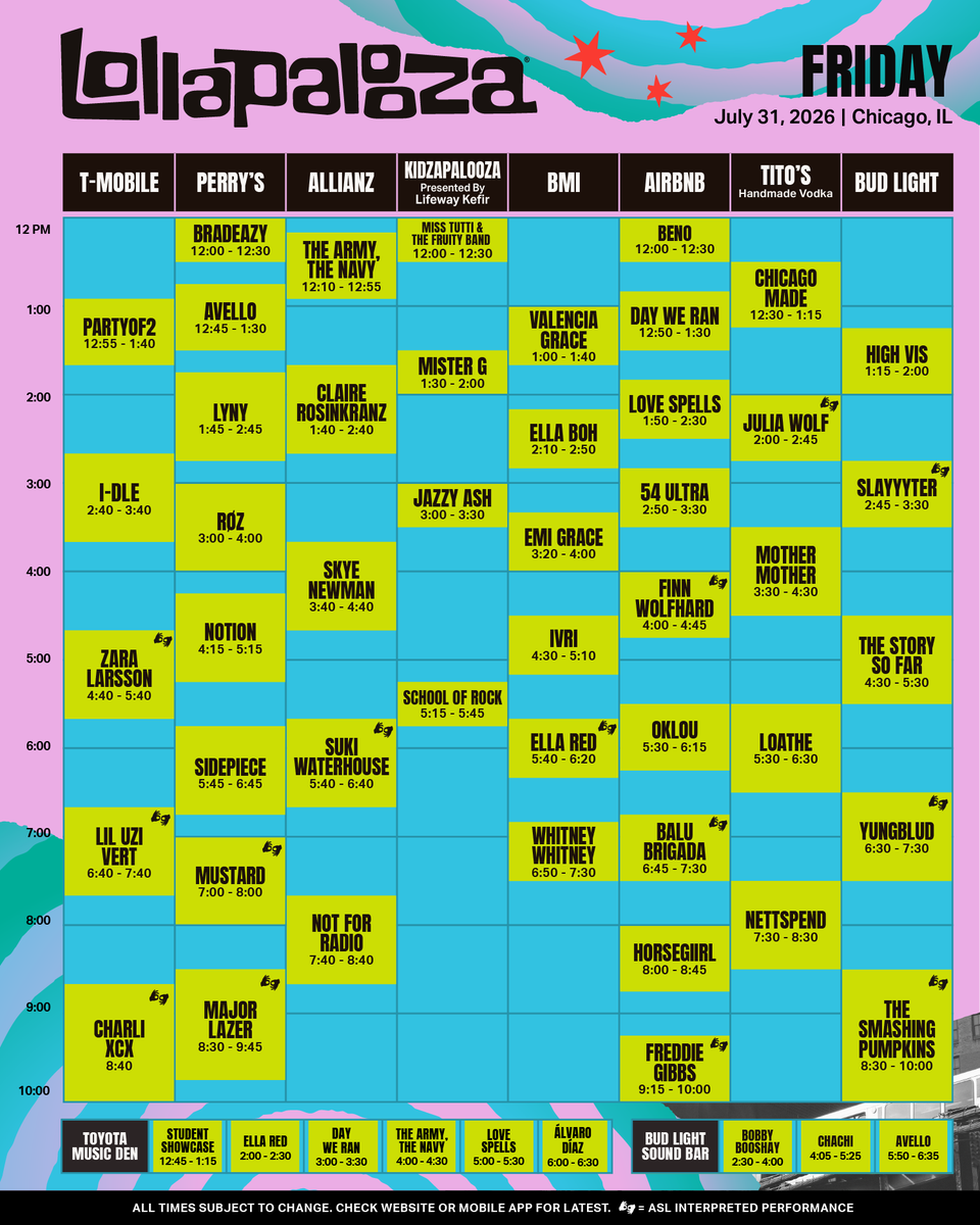 lollapalooza's tweet photo. HAPPY LOLLA WEEK 🤘 Your updated schedule is here!

Download the Festiverse app to customize your own schedule: https://t.co/fxAn5VfmIG https://t.co/60tyNDPOvZ