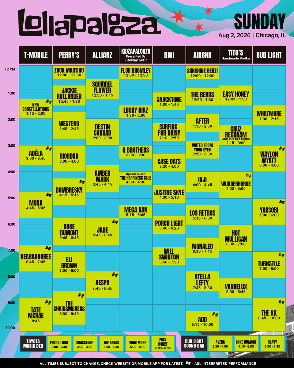 lollapalooza's tweet photo. HAPPY LOLLA WEEK 🤘 Your updated schedule is here!

Download the Festiverse app to customize your own schedule: https://t.co/fxAn5VfmIG https://t.co/60tyNDPOvZ