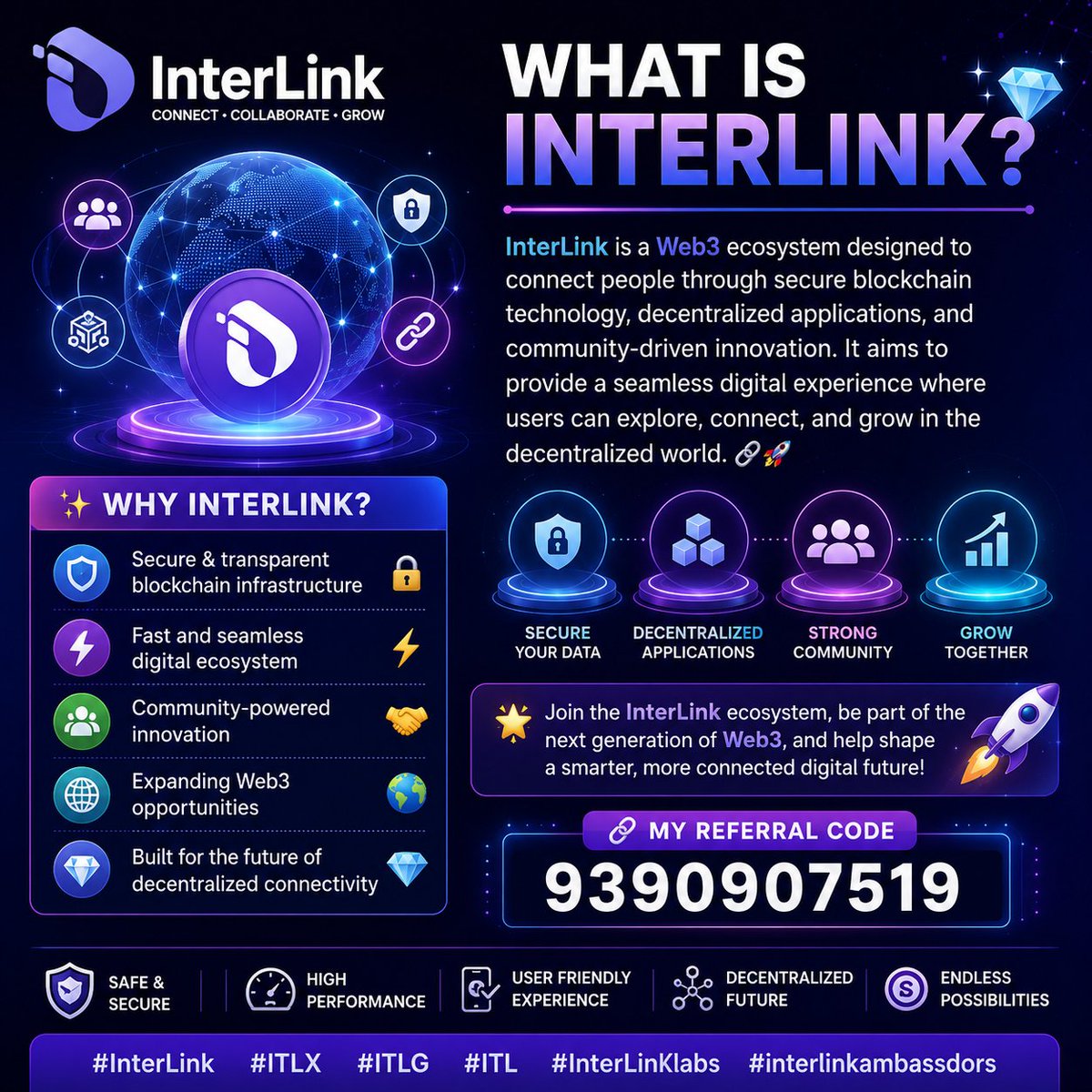 PeruriPravst96's tweet photo. 🚀🌐 What is InterLink?

🌟 Join the InterLink ecosystem, be part of the next generation of Web3, and help shape a smarter, more connected digital future! 🚀💙

#InterLink #ITLX #ITLG #ITL #InterLinKlabs #interlinkambassdors https://t.co/RZNxv9iExd