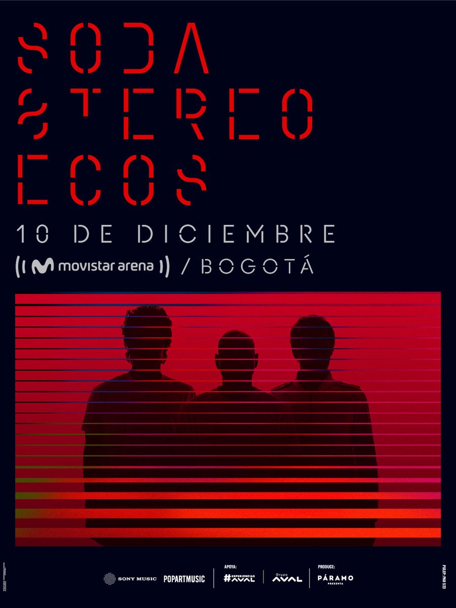 sodastereo's tweet photo. ¡HOLA, COLOMBIA! 🇨🇴

Después de tres increíbles funciones en el Movistar Arena de Bogotá ¡Nos volvemos a encontrar!

📍 10 de diciembre — Bogotá | Movistar Arena
📍 12 de diciembre — Medellín | La Macarena https://t.co/rwoDbR8HE0