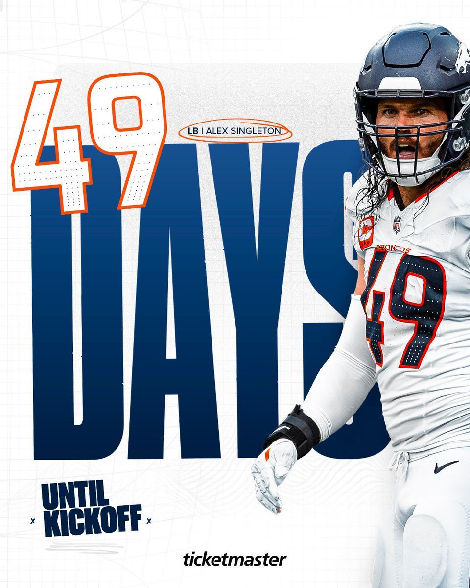 Broncos's tweet photo. Less than 50 days until kickoff 🗣️

@alexsingleton49 x #BroncosCountry https://t.co/oSEL5vSo1r