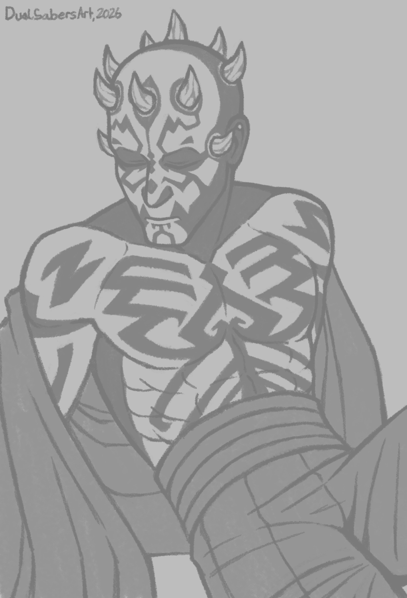 DualSabersArt's tweet photo. I'm still getting used to drawing his face and body proportions but I'm so determined to get better at drawing him~

#StarWars #DarthMaul https://t.co/fc2QxxQDc4