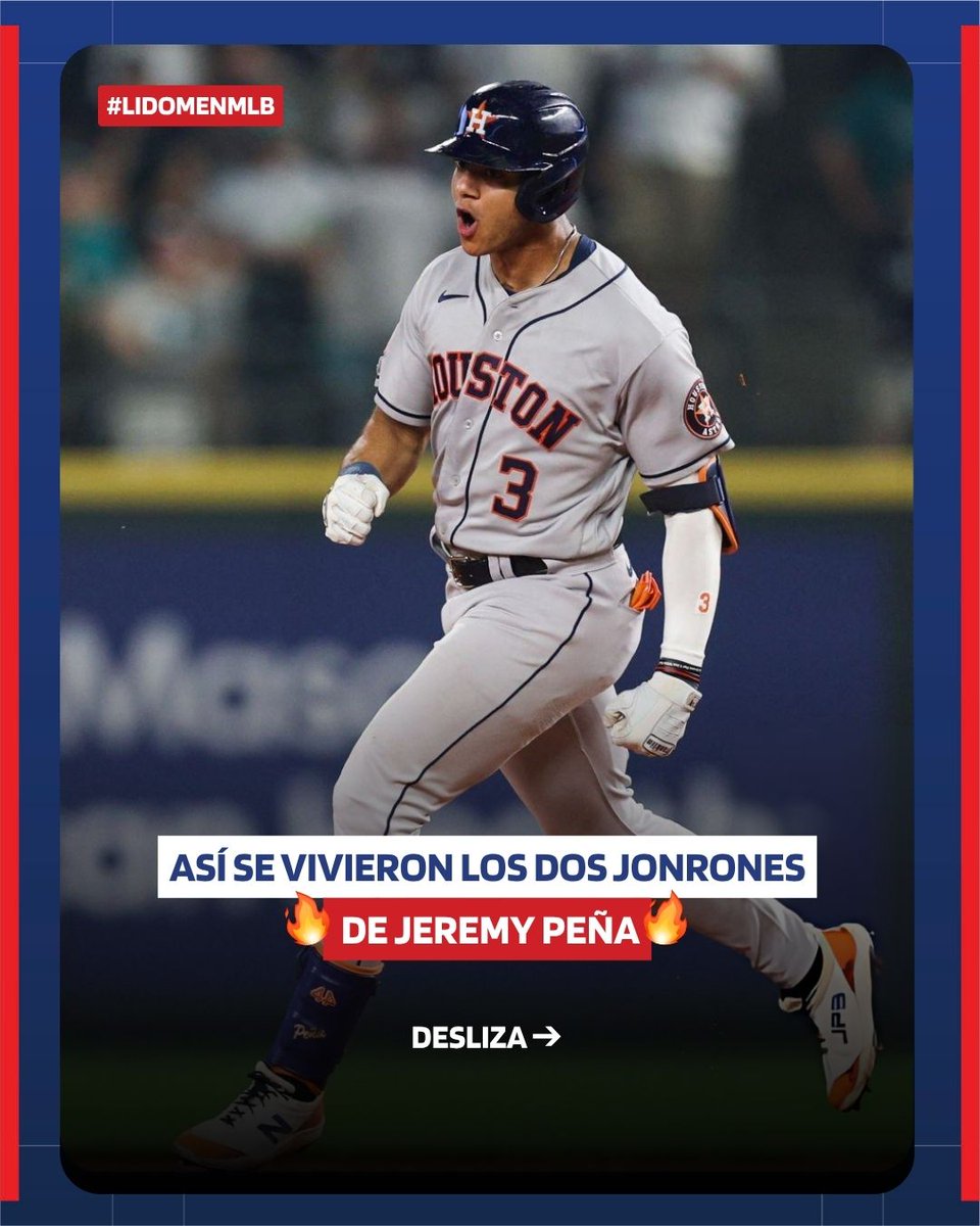 LIDOMRD's tweet photo. ¡Poder dominicano! 💥🇩🇴

Jeremy Peña conectó dos jonrones en la jornada de ayer y volvió a ser protagonista en las Grandes Ligas. ⚾

#LIDOM https://t.co/sXQZRqaeol