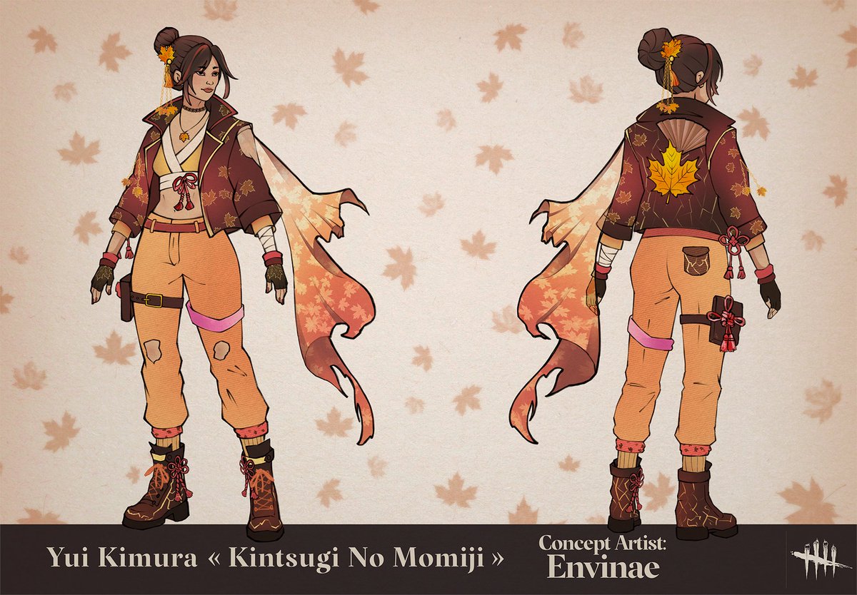 itsenvinae's tweet photo. Did I spend the last few hours finalizing my contest entry? Yes. Did we have plenty of time to prepare? Yes. Do I do everything at the last minute? Yes. Here is my entry for Yui, inspired by the Japanese autumn/momiji and the concept of kintsugi! (˶ᵔ ᵕ ᵔ˶) ᵎᵎ #DbDContest https://t.co/a3Ug2QiWsT