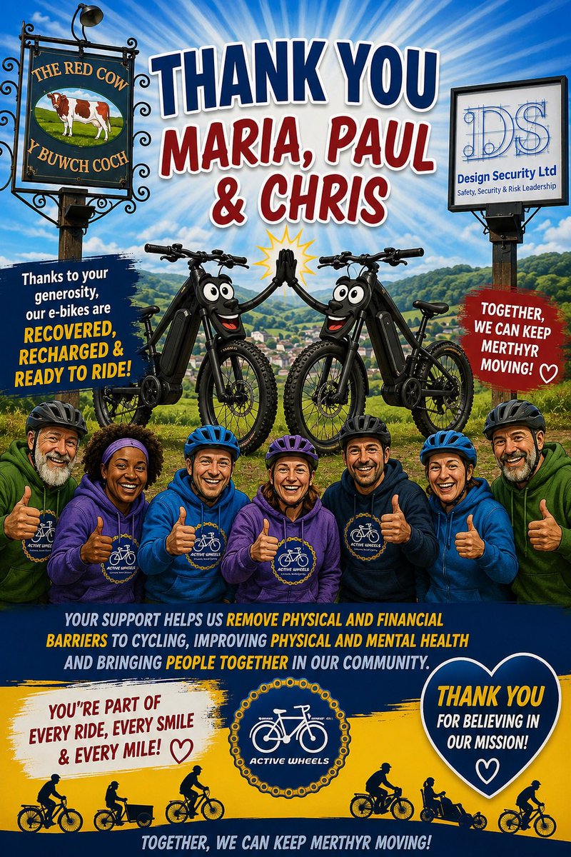 active_wheels's tweet photo. Thank you Chris at @DesignSecultd and Paul and Maria at The Red Cow for you generous support. The bikes will be back in action once the batteries are delivered. 🙏🙏🙏

The most positive aspect of social media is the community spirit and the support that we get 🙏🙏🙏 https://t.co/Ah9OE6h9Y4