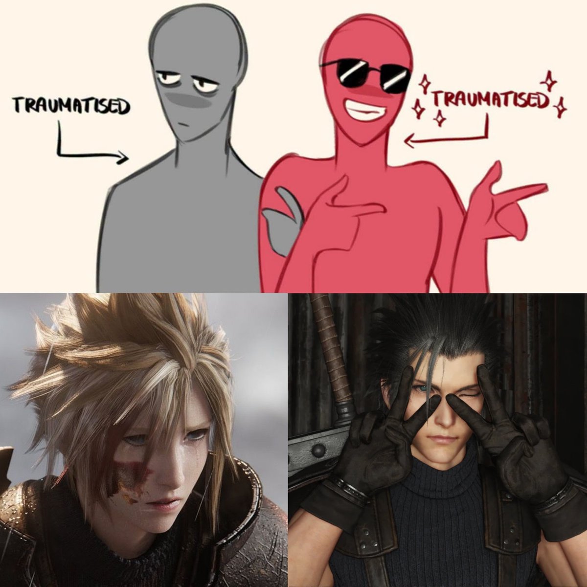Monsterbf1Ilove's tweet photo. Cloud and Zack are definitely two different people lol. https://t.co/52bXdpBpzy