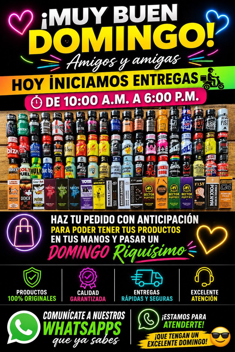 JehovaPoppers's tweet photo. #️⃣POPPERS Pide👍 
#CDMX #Monterrey
🌈César Poppers
📲WhatsApp:
👉https://t.co/n9l5UdF71f
👉https://t.co/U0N9peyr4t
✅Los mejores precios garantizados
✅Calidad y servicio top
✅Entregas a domicilio 🏠
✅Entrega en cualquier estación de 🚋Metro (CDMX)
✅Envíos seguros a todo 🇲🇽✈️ https://t.co/ozCCY4K9eN