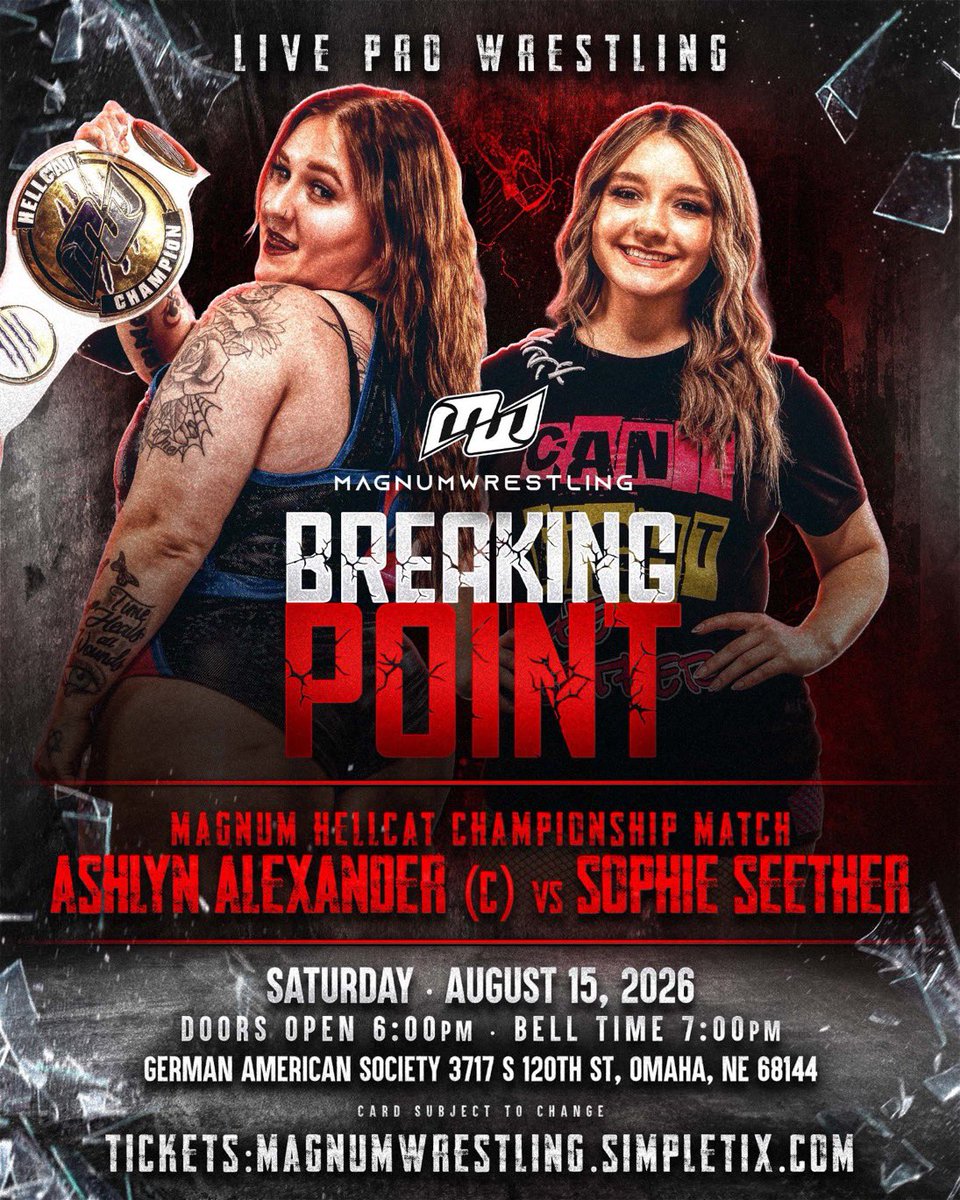 AshlynA1616's tweet photo. 🎀🩷August dates🩷🎀 

1st~ @HouseofHeatPro in Delphi, IN 
8th~ @NewWavePro  in Terre Haute, IN
15th~ @MAGNUMWRESTLING in Omaha, NE
16th~ @GirlFightWrest in New Albany, IN
22nd~ @mwc618 in Alton, IL
28th~ @stlanarchy in Alton, IL
29th~ @HAW_QC in Leclaire, IA https://t.co/fsMrVhWBkZ