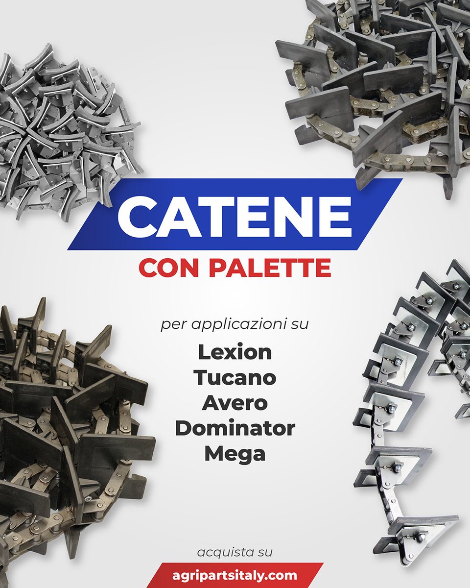 AGRIPARTSITALY's tweet photo. /𝐅𝐨𝐜𝐮𝐬 𝐨𝐧/

Maximum reliability for your combine harvester with high-performance elevator chains with rubber paddles by Agri Parts. During the harvest season, the elevator must run without stopping or unexpected issues: our chains offer high wear resistance and full interchangeability with OEM spare parts for Lexion, Tucano, Avero, Dominator, and Mega models.

Find out all the details ⭢ https://t.co/TkmfTNjadd

Buy now on https://t.co/TOC9XzdQbJ

#Agriparts #AgripartsItaly #RicambiAgricoli #Mietitrebbia #Claas #Lexion #Tucano #Avero #Dominator #Mega #CateneElevatore #Agricoltura #AgriculturalSpareParts #CombineHarvester #Claas #Lexion #Tucano #Avero #Dominator #Mega #ElevatorChains #Agriculture #MadeInItaly