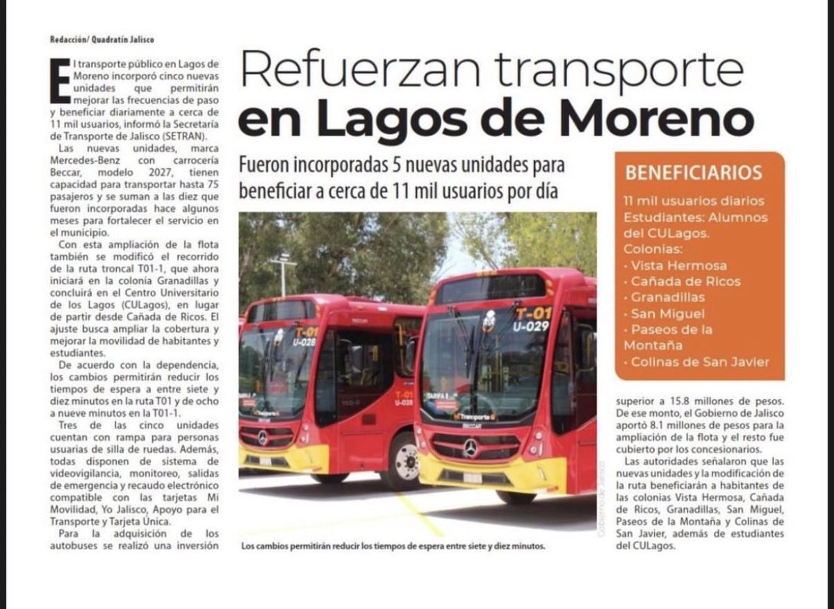 SecDiegoMonraz's tweet photo. Feliz inicio de semana con las #BuenasNoticias sobre el transporte público en Jalisco: https://t.co/WYBt0ZrQ1H