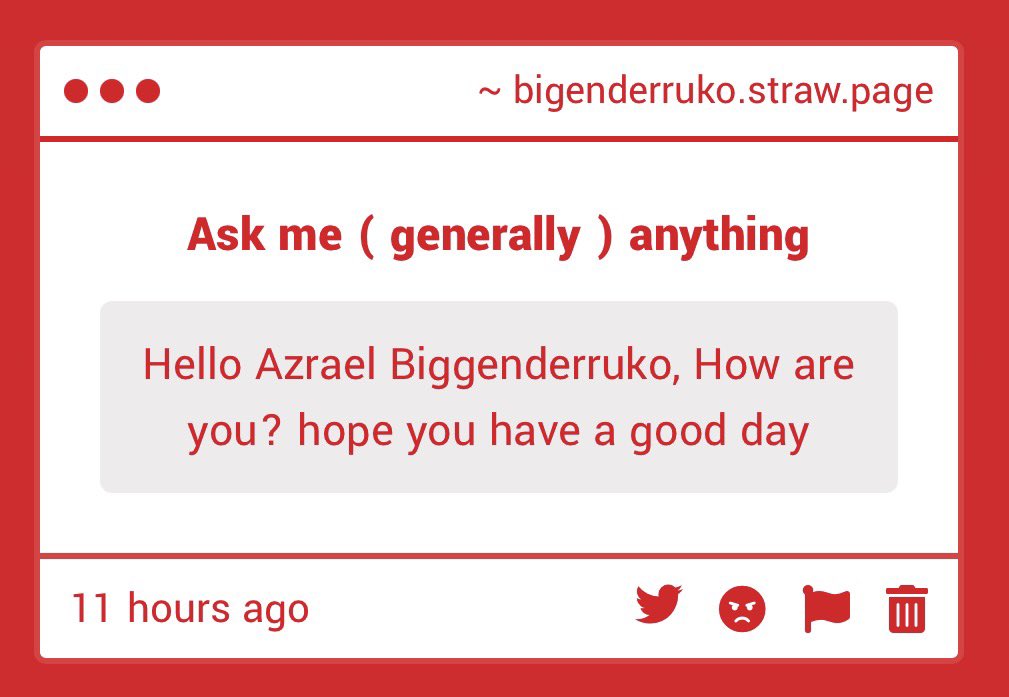 bigenderruko's tweet photo. I am horrible all of the time but thank you for asking. I hope you have a wonderful day as well, anonymous Strawpage ask https://t.co/0PC7Ui4A6R