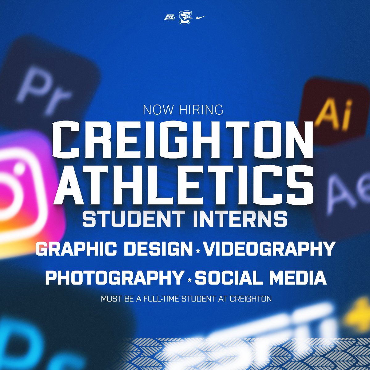 gocreighton's tweet photo. 🟦CREIGHTON STUDENTS 🟦

Interested in joining our creative team?!

Fill out the interest form below, and our team will be in touch with you soon about working with us this season!

📊https://t.co/A94jY5TtDV

📹📸🎨 https://t.co/vj9pQssQjC