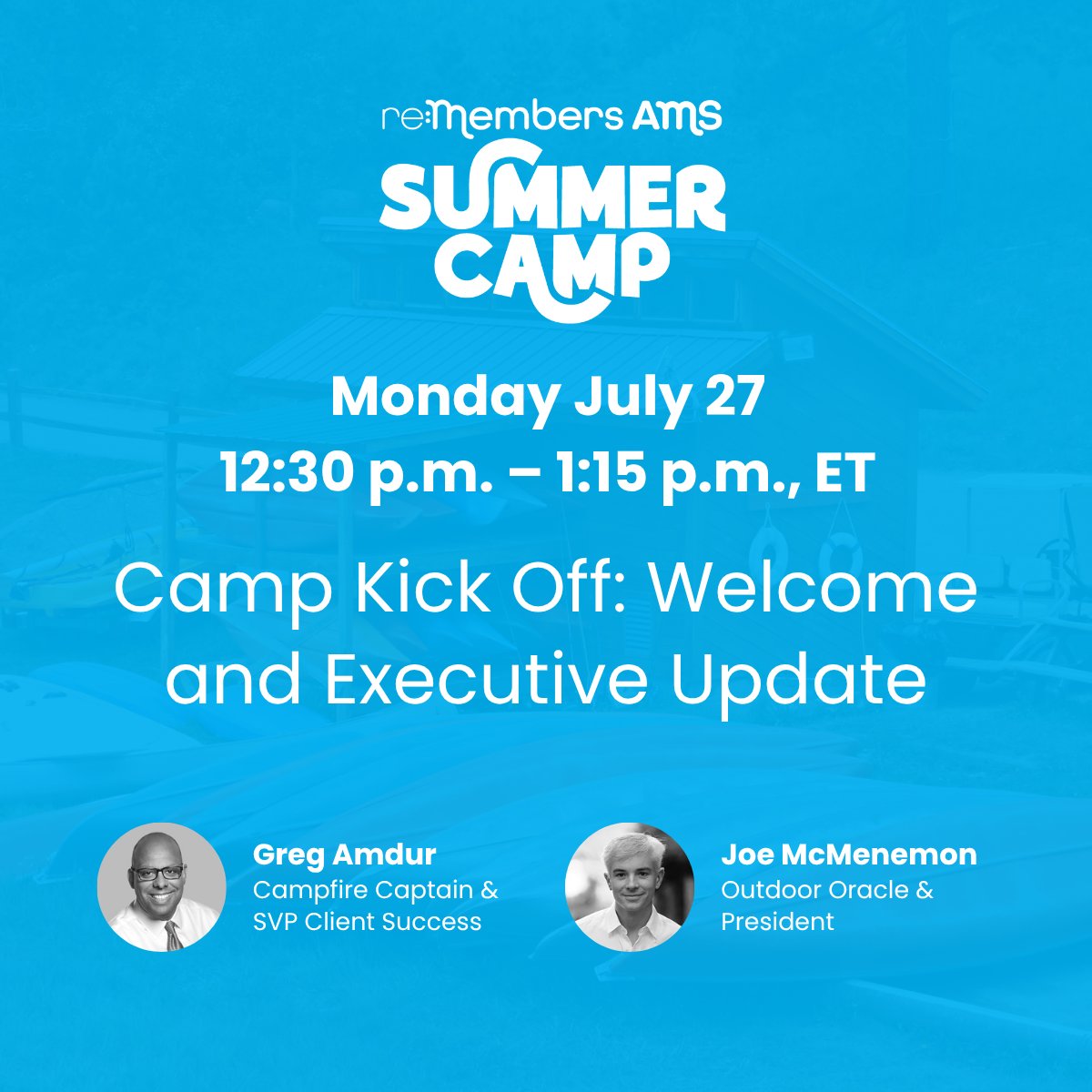 reMembers_Assn's tweet photo. ⛺ Summer Camp starts TODAY. 

Camp Kick Off with President Joe McMenemon at 12:30 PM ET, setting the tone for the week ahead. 🔥

Login: https://t.co/9y88FwEkKL 
Full Schedule: https://t.co/Dy2c4vzROE
#AMSSummerCamp2026 #reMembers #AMS https://t.co/raRO0BE59n