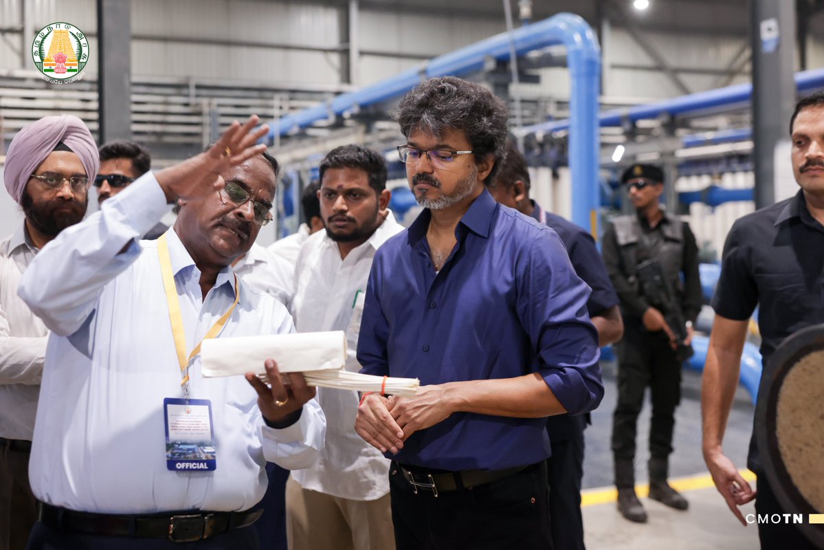 CMOTamilnadu's tweet photo. மாண்புமிகு தமிழ்நாடு முதலமைச்சர் திரு.ச.ஜோசப் விஜய் அவர்கள் இன்று (27.07.2026) சென்னை பெருநகர் குடிநீர் வழங்கல் மற்றும் கழிவு நீரகற்று வாரியத்தின் சார்பில் சென்னை, கோயம்பேட்டிலுள்ள 45 மில்லியன் லிட்டர் உற்பத்தித்திறன் கொண்ட எதிர்மறை சவ்வூடு பரவல் முறையிலான மூன்றாம் நிலை சுத்திகரிப்பு நிலையத்தின் செயல்பாடுகளை நேரில் சென்று பார்வையிட்டு ஆய்வு செய்தார்.

#CMJosephVijay‌