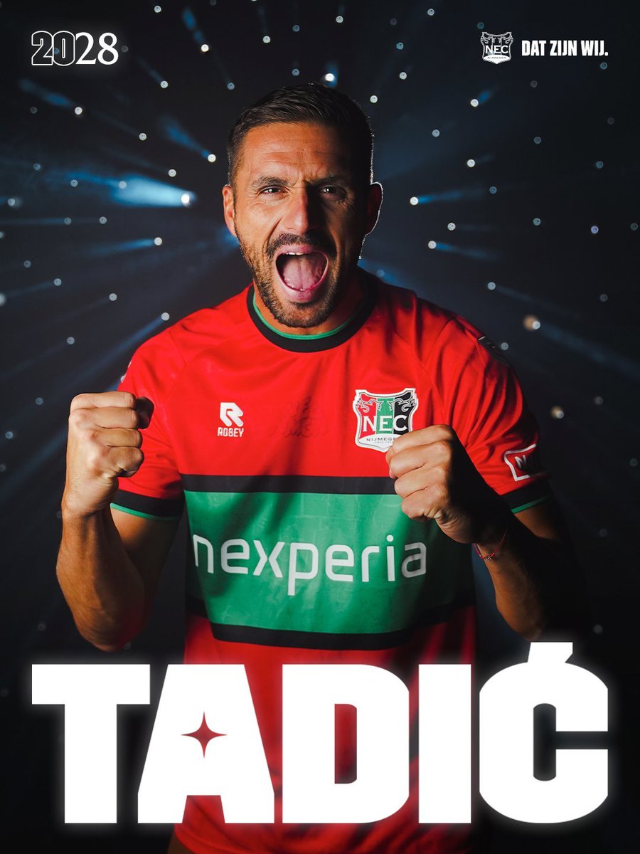 Tuttocalcionew2's tweet photo. ✅ UFFICIALE ✅ 
Dusan #Tadic è un nuovo giocatore del #NECNijmegen
Arriva a titolo gratuito dall'#AlWahda 🤝
Contratto fino al 30 giugno 2028 ✍️

#Calciomercato
#Transfers
#Eredivisie https://t.co/MW11TSFXbd