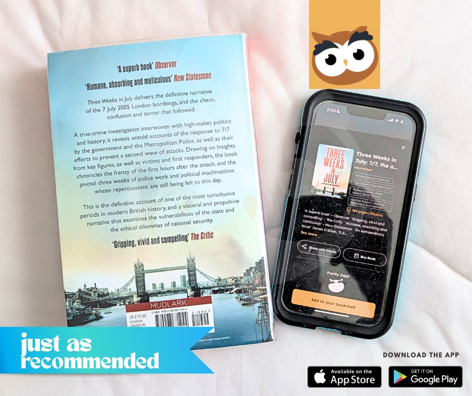 hootperch's tweet photo. We snapped the cover of Three Weeks in July by @adam_wishart  &amp; James Nally and @hootperch  found it in seconds. Published for the 20th anniversary. 
The Observer calls it superb.

#HootPerch #JustAsRecommended #ThreeWeeksInJuly #AdamWishart #JamesNally #TrueCrime #Nonfiction https://t.co/KbUgB7q3Pe