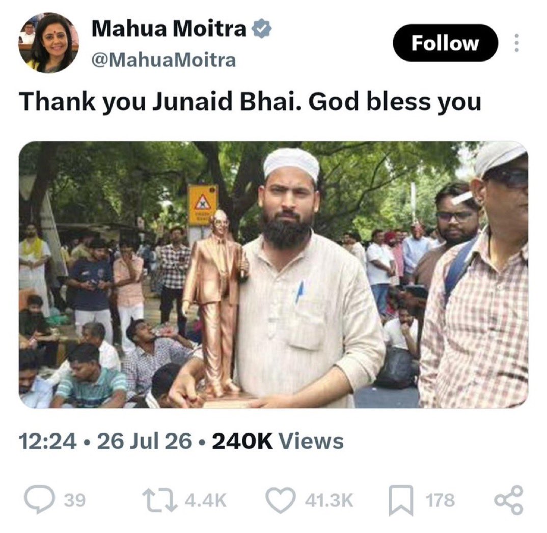 FltLtAnoopVerma's tweet photo. Three tactics often used when one is caught 

1. Release pic with Tricolor
2. Release pic with Constitution
3. Release pic with Dr Ambedkar

Junaid runs a small mobile shop

Earns not even 24-50k per month

But was distributing food worth 8-10 Lacs per day at Jantar Mantar

It ran for 39 plus days

A simple average means a total of 2-3 Crores

Where did this money come from ?

How did it come ?

Is there any transaction trail ?

Cash 😳 of 2-3 Crores ?

UP Police is asking this simple question & not Junaid’s pic with Dr Ambedkar 😂

This man is easiest & straight link of the foreign fund flow involvement in this political protest

He won’t be spared now

Lights Camera Action