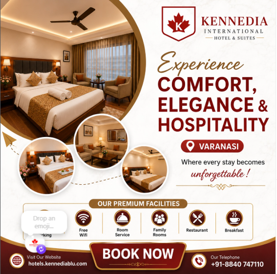 KennediaHotel's tweet photo. ✨ Experience Comfort, Elegance & Warm Hospitality in the Heart of Varanasi! 🏨
🌐 https://t.co/TB71Y30LI4
📞 +91 8840 747110
Book your stay today and experience hospitality you'll always remember! ❤️
#KennediaInternational #VaranasiHotels #StayInVaranasi #LuxuryStay https://t.co/0PC5dLNRUX