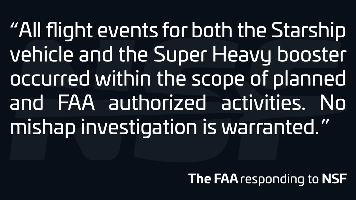 _jaykeegan_'s tweet photo. Starship Flight 13: The FAA has confirmed no mishap investigation will be required following Friday's launch, despite the early boostback burn shutdown.

@NASASpaceflight