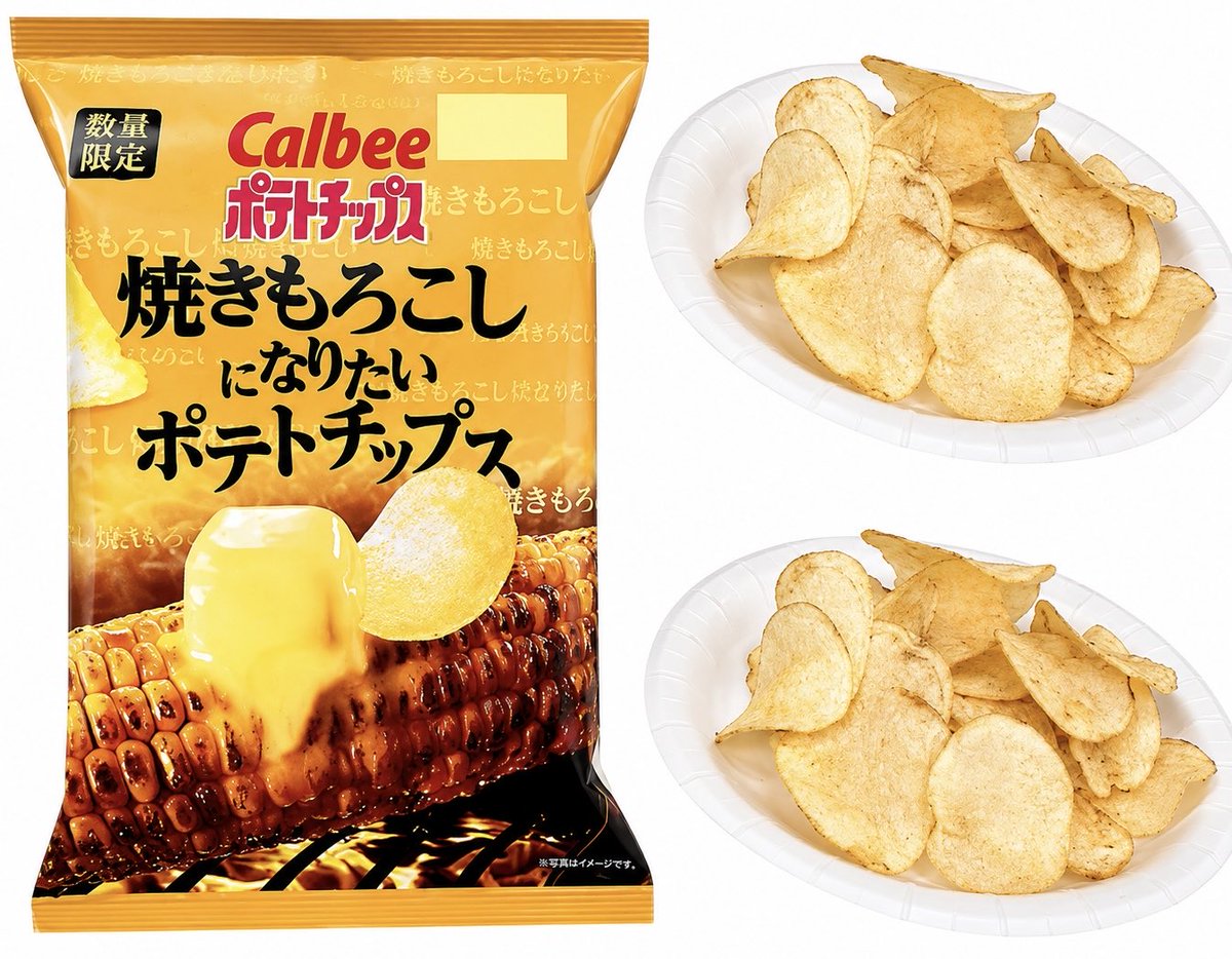 gourmetroad5's tweet photo. ８月４日(火)よりセブンイレブンから、「カルビーポテトチップス 焼きもろこしになりたいポテトチップス」が新発売されます✨ https://t.co/yvkn6II2wV