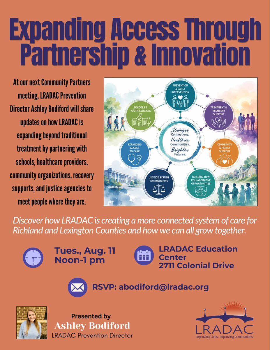 LRADACSC's tweet photo. From school-based services and stabilization support at local shelters to partnering with law enforcement agencies and local hospitals on-site, learn how LRADAC is expanding access for patients through partnerships and innovation.

Our next Community Partners meeting is Aug. 11! https://t.co/HtAVBymkLV