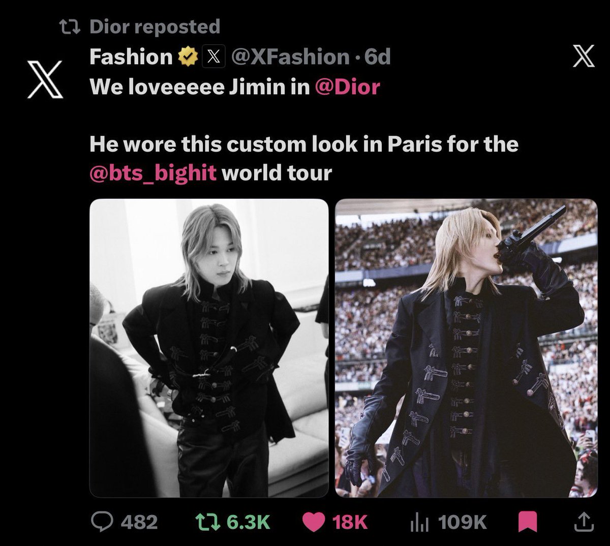 ItkingJimin13's tweet photo. Even Dior misses Jimin just like we do😔 https://t.co/y1D6aelvdk