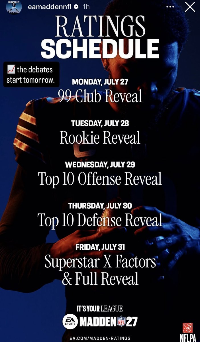 ImJTJ's tweet photo. Madden 27 Rattings Week Schedule https://t.co/tFsDbzbofZ