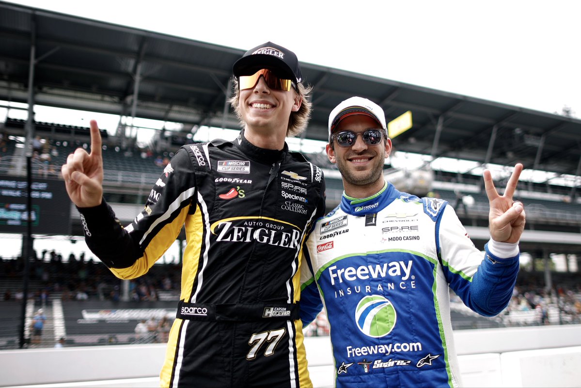 NASCARClassics's tweet photo. Making big moves!

Most NASCAR Cup Series points positions improved from 2025 to 2026.

1. @CarsonHocevar- 23rd to 5th
2. @Daniel_SuarezG- 29th to 11th 
3. @TyGibbs- 19th to 4th
4. @rileyherbst- 35th to 25th
5. @Chris_Buescher- 17th to 9th https://t.co/BWwvkv0KmH