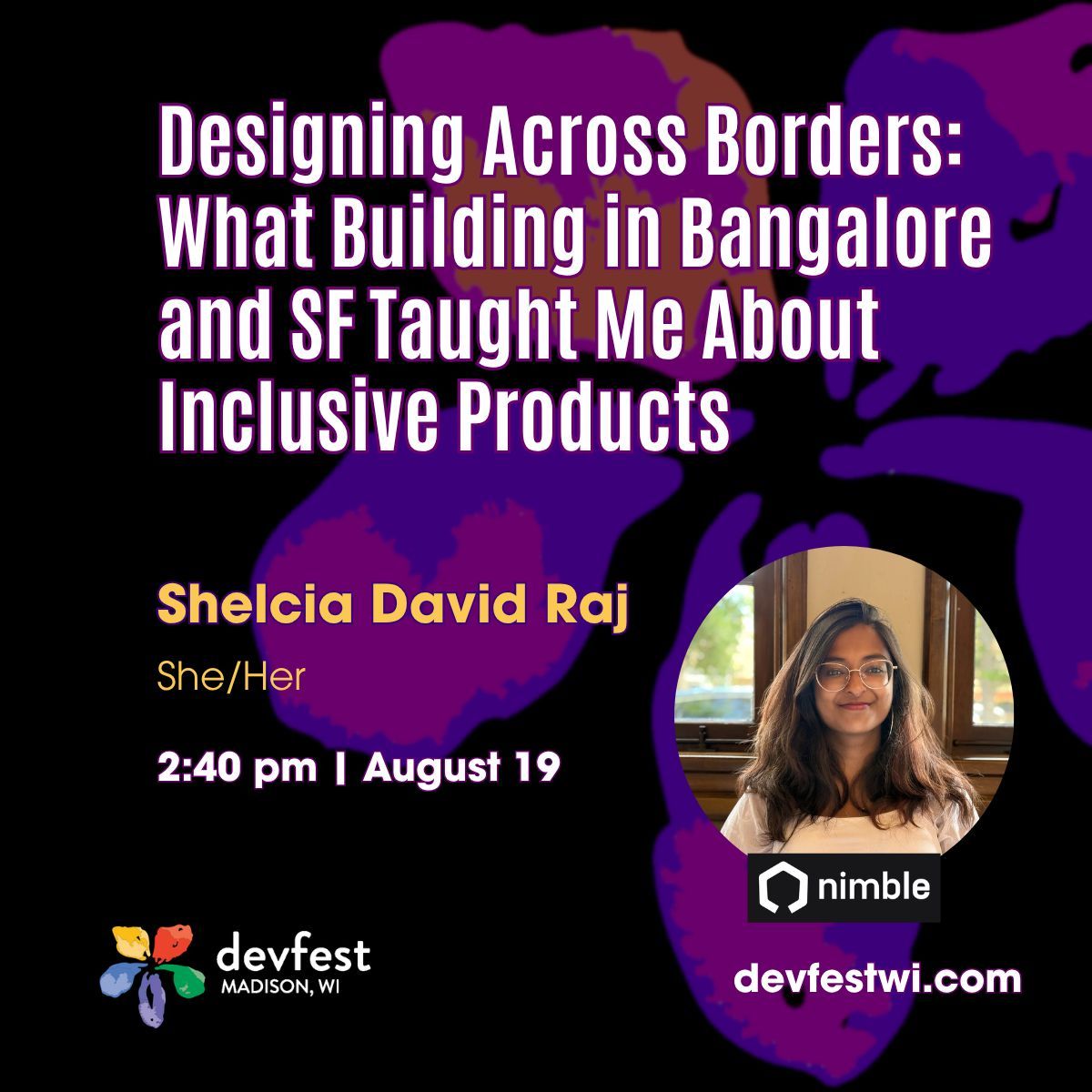 gdgmadison's tweet photo. Shelcia David Raj has had a remarkably varied career, and it's taught her some incredible lessons about how to build inclusive products. Come hear her talk, Designing Across Borders, at DevFest WI 2026! Get tickets at https://t.co/xAPitVWRMG. https://t.co/3mQdrwGtEZ