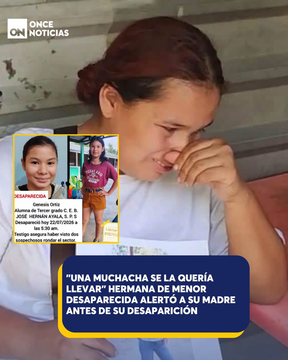 11_Noticias's tweet photo. 🟡 || A más de seis días, La familia de Génesis espera una llamada que podría cambiar el rumbo del caso.📲😞
¿A qué hora será?: https://t.co/VjrQ2428Wd
#GénesisOrtiz #MenorDesaparecida #AlertaHonduras #SanPedroSula https://t.co/gR1iOhhTQc
