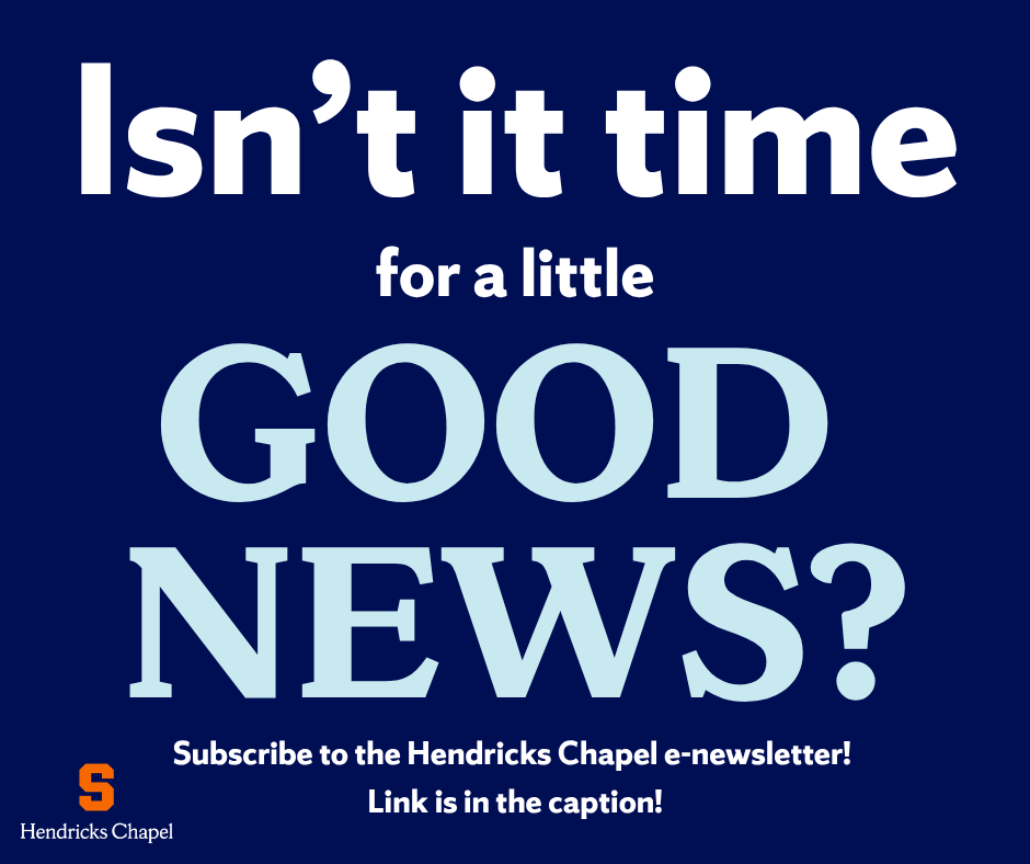 HendricksChapel's tweet photo. It's true! Our e-newsletter will come to your inbox every couple of months like this: 🍊 🍊 🍊 Check out this Good News from Hendricks Chapel! 🍊 🍊 🍊 You can sign up via this link: https://t.co/yULFBRfZgc. P.S. You can also sign up for event emails at the same time! https://t.co/jqL5vObLEy