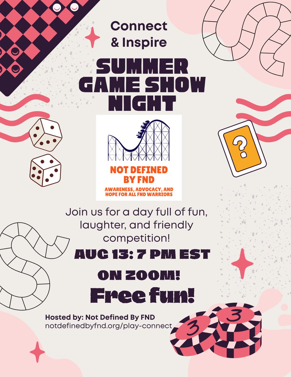 NotDefinedByFND's tweet photo. 🎉 You're Invited!

Looking for a fun way to connect with others this summer? Join us for an evening of laughter, friendly competition, and community during our Connect &amp; Inspire Summer Game Show Night!

📅 August 13
🕖 7:00 PM EST

🔗 RSVP or learn more: https://t.co/o3xXmpbFpQ https://t.co/QZ59sq2SDp